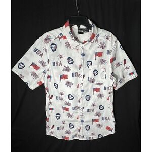 Mad Engine Patriotic collared short sleeve Shirt Mens large USA 4th of July